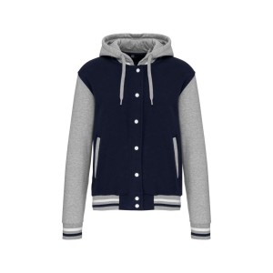 Kariban Uniszex kapucnis pul�ver, Navy/Oxford Grey/White